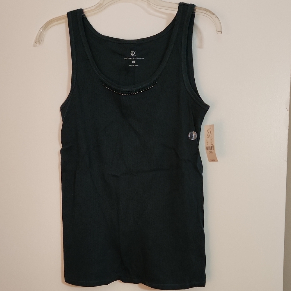 New York & Company Blue Ribbed Top